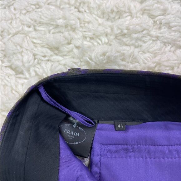 Prada Straight Leg Plaid Wool Blends Pants - Picture 4 of 7